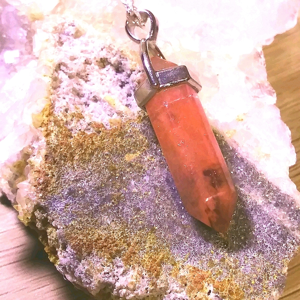 Orange Calcite pendant Necklace.